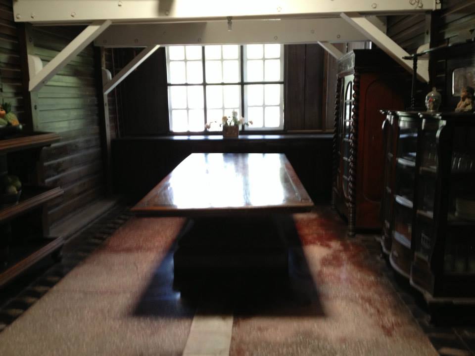 Dining table to the cemented bomb shelter